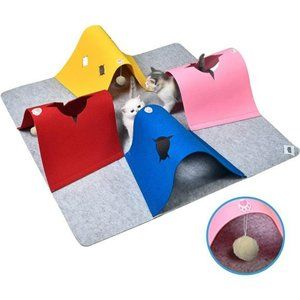 Felt Cat Toys, Collapsible Cat Tunnels with Plush Ball for Indoor Cats